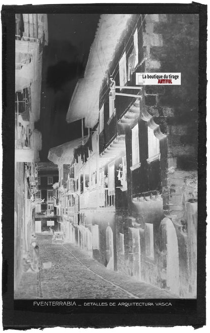 Plaque verre photo vintage négatif noir & blanc 9x14 cm Fuenterrabia 0914077