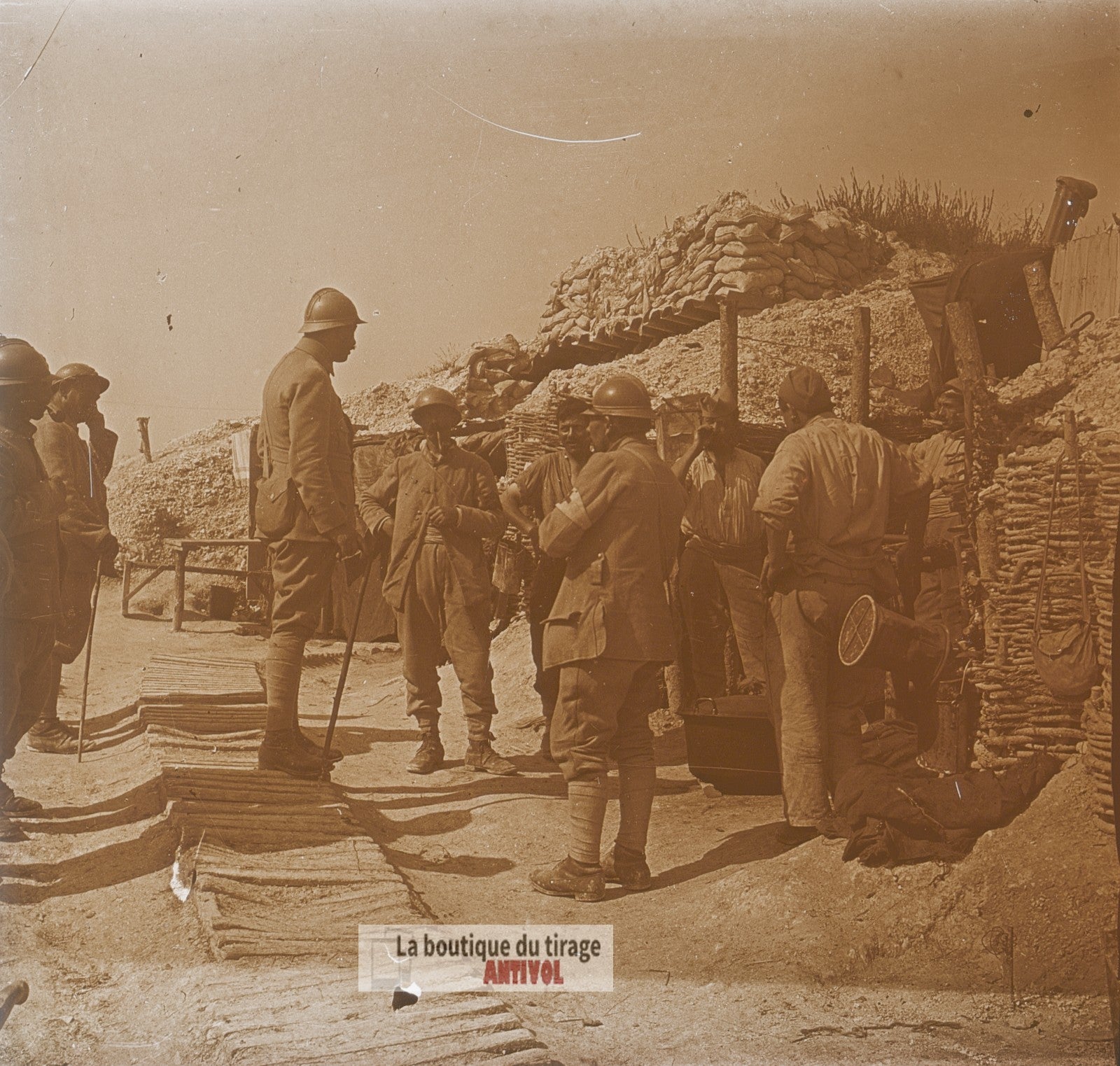 Ravin de l’Ambulance, Massiges WW1, plaque verre photo ancienne stéréo 6x13 cm