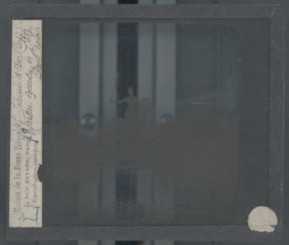 Statue Jeanne d'Arc, Paris, photo plaque verre, noir & blanc, positif 8,5x10 cm