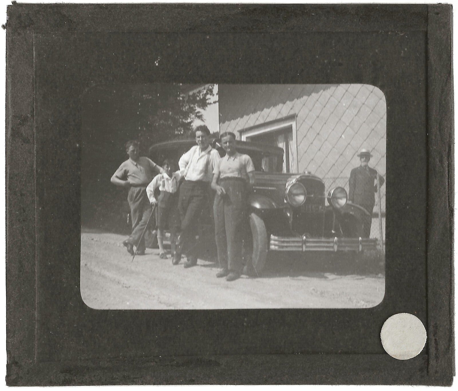 Vieille voiture, hommes, photo ancienne plaque de verre, positif 8,5x10 cm