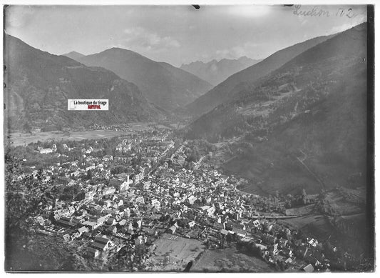 Plaque verre photo ancienne positif noir et blanc 13x18 cm Luchon Pyrénées