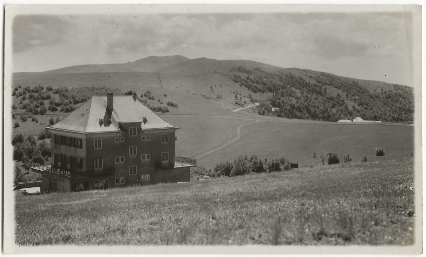Plaque verre photo, négatif noir & blanc 9x14 cm, Le Markstein, Hôtel Bellevue