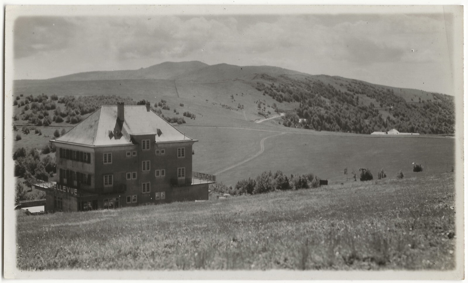 Plaque verre photo, négatif noir & blanc 9x14 cm, Le Markstein, Hôtel Bellevue