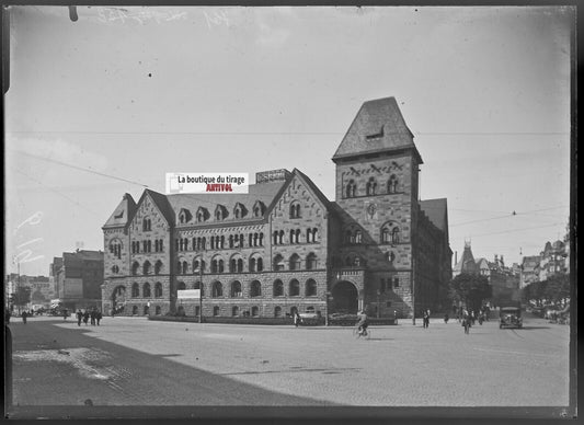 Plaque verre photo ancienne négatif noir et blanc 13x18 cm Metz La Poste France