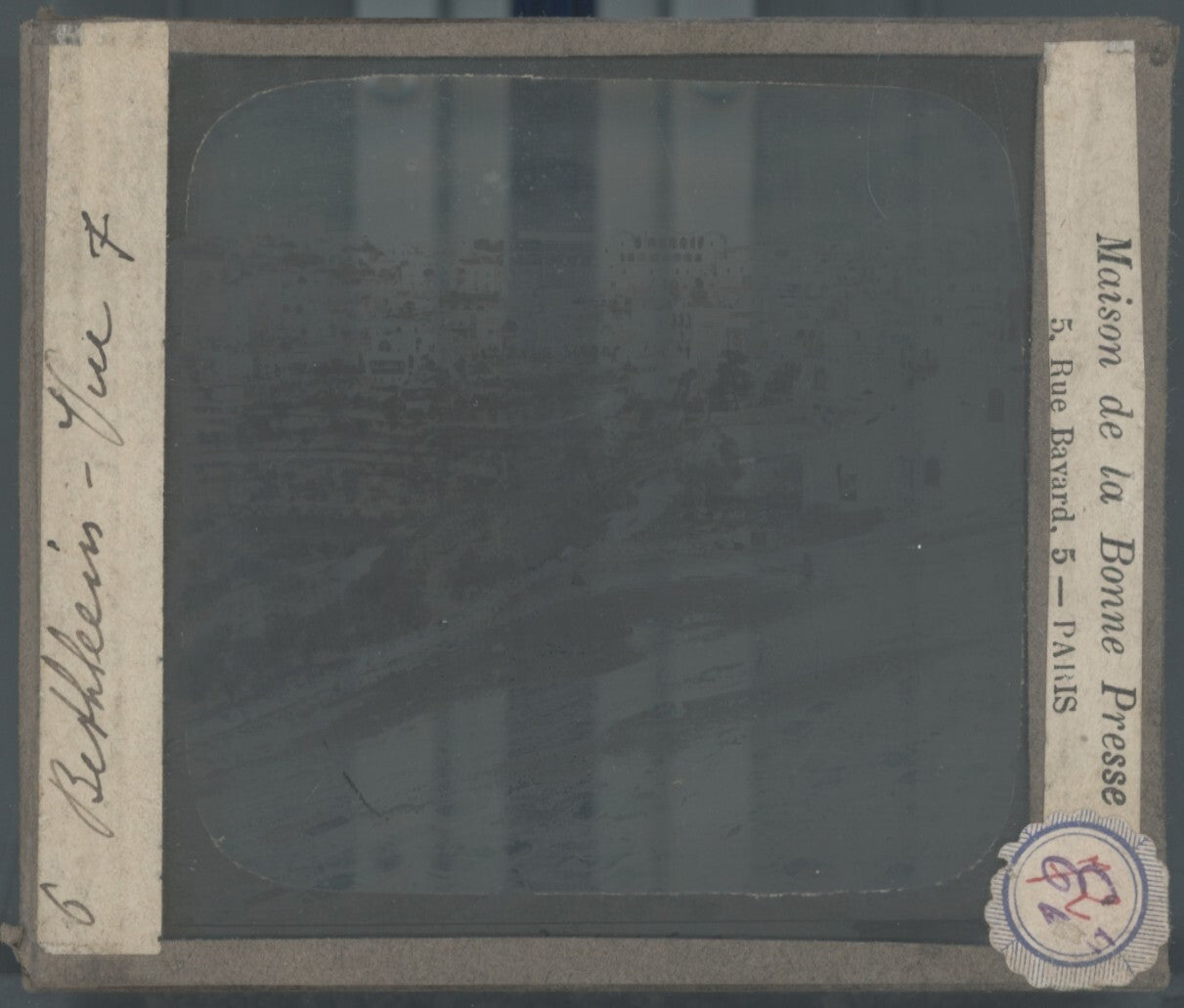 Bethléem, vue générale, photo plaque verre, noir & blanc, positif 8,5x10 cm