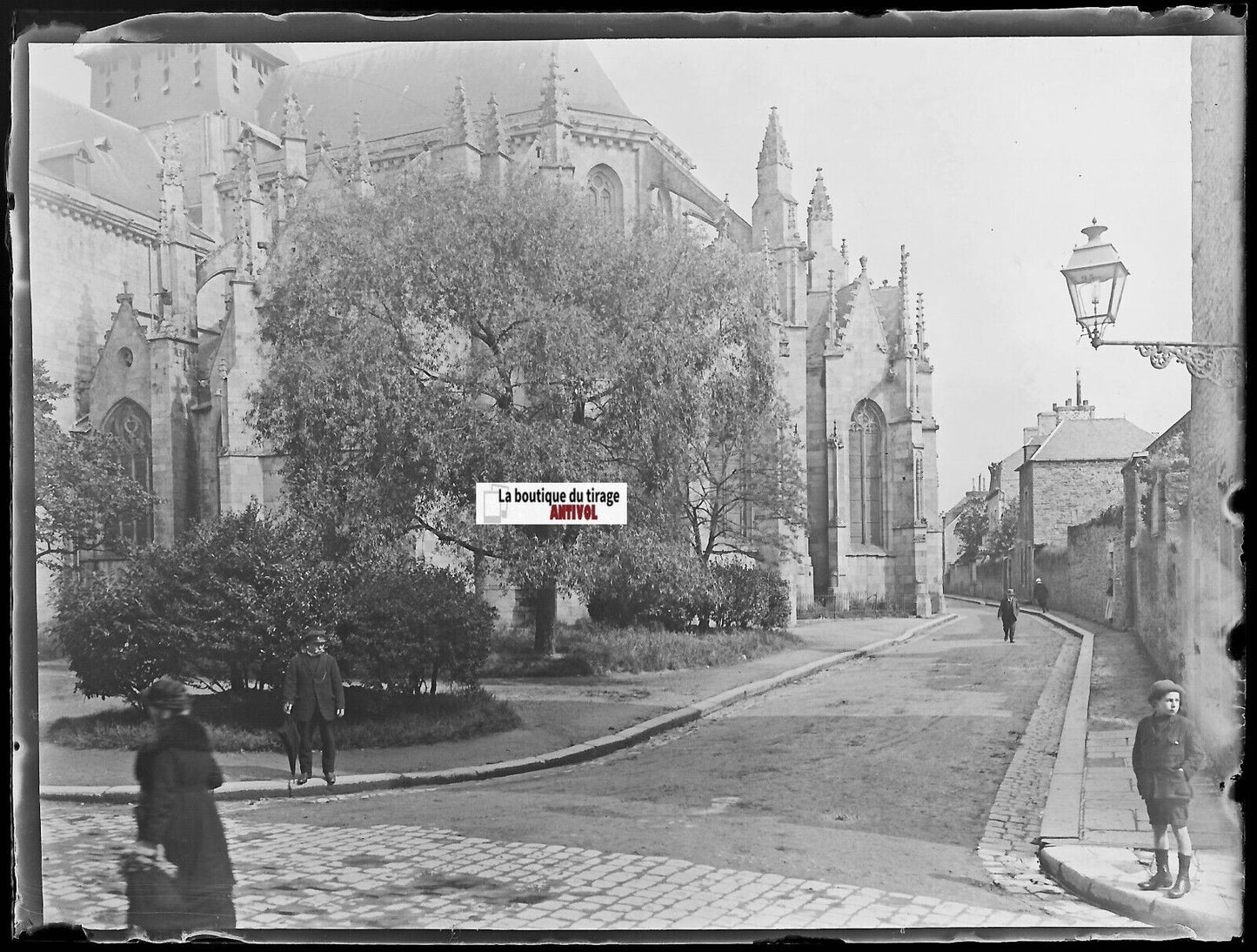 Dinan, Église Saint-Malo, Plaque verre photo, négatif noir & blanc 9x12 cm