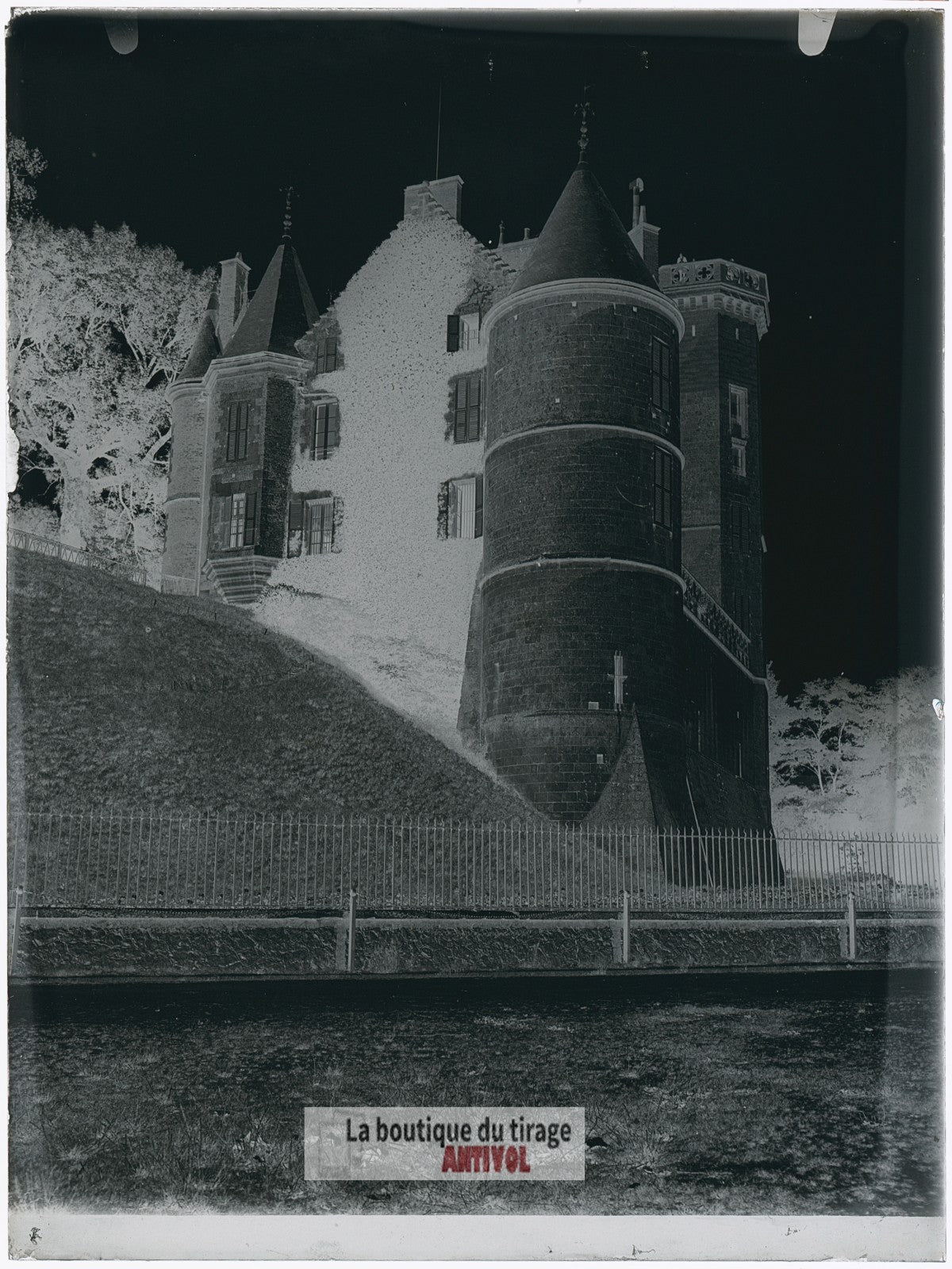 Château de Montmirail, Sarthe, plaque verre, photo ancienne, négatif 9x12 cm