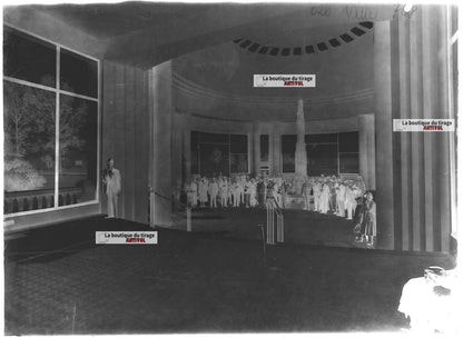 Plaque verre photo ancienne négatif noir et blanc 13x18 cm Vittel France groupe