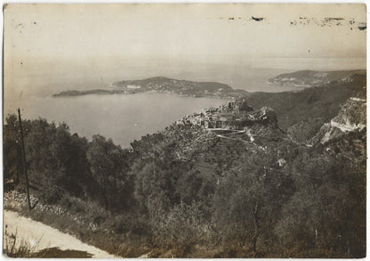 Plaque verre photo ancienne négatif noir & blanc 9x14 cm, Èze + tirage papier