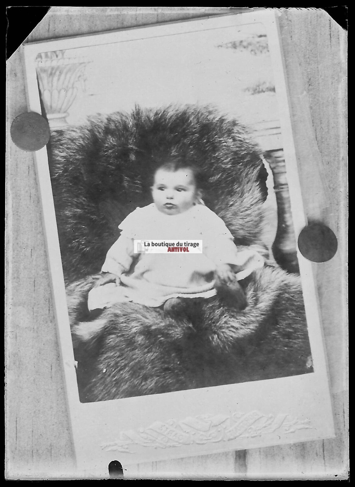 Plaque verre photo ancienne négatif noir et blanc 6x9 cm enfant bébé enfance
