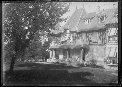 Plaque verre photo ancienne négatif noir et blanc 6x9 cm parc château France