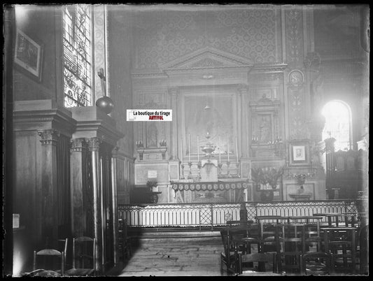 Rennes, église Saint-Etienne, Plaque verre photo, négatif noir & blanc 9x12 cm