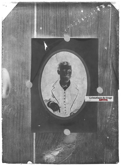 Plaque verre photo ancienne négatif noir et blanc 6x9 cm homme portrait vintage 