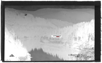 Plaque verre photo négatif noir & blanc 9x14 cm, bassin de La Vierge, Doubs