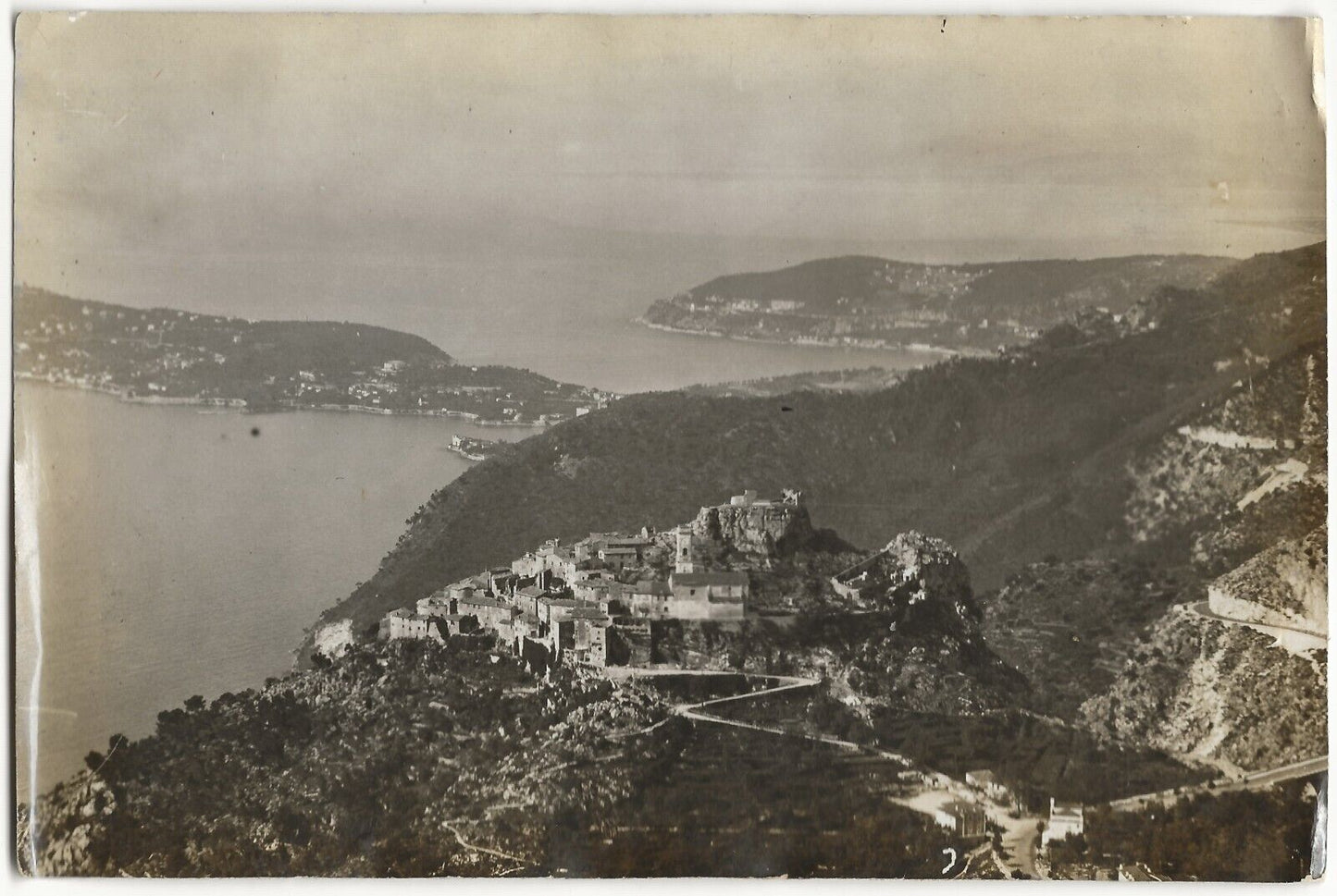 Plaque verre photo ancienne négatif noir & blanc 9x14 cm, Èze + tirage papier