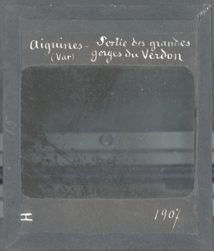 Gorges du Verdon, Aiguines, photo ancienne plaque de verre, positif 8,5x10 cm