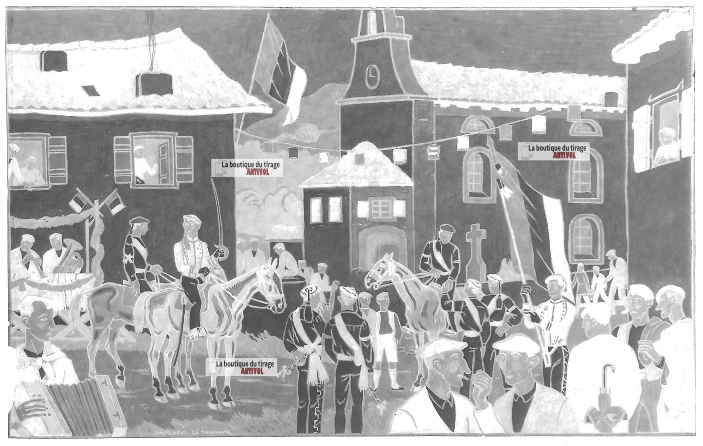 Plaque verre photo négatif noir et blanc 13x18 cm Jacques Le Tanneur dessin