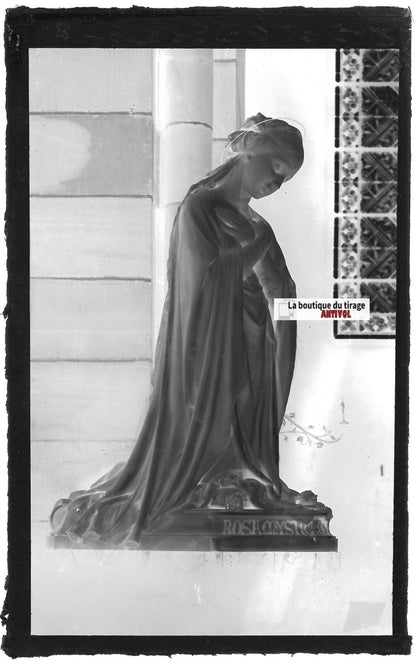 Plaque verre photo négatif noir & blanc 9x14 cm, Strasbourg, Saint-Pierre église