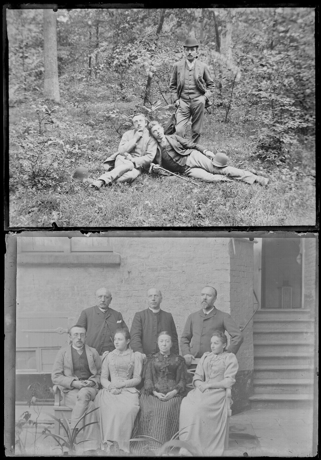 Belgique, famille, campagne, photo plaque verre, lot de 10 négatifs 13x18 cm