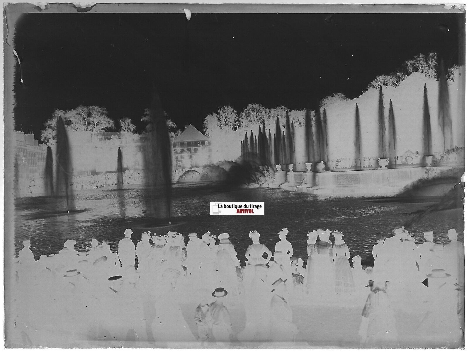 Bassin de Neptune, Versailles, Plaque verre photo, négatif noir & blanc 9x12 cm