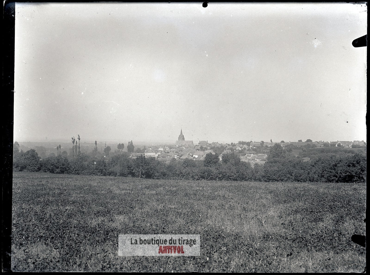 Lamnay, Sarthe, village France, plaque verre, photo ancienne, négatif 9x12 cm
