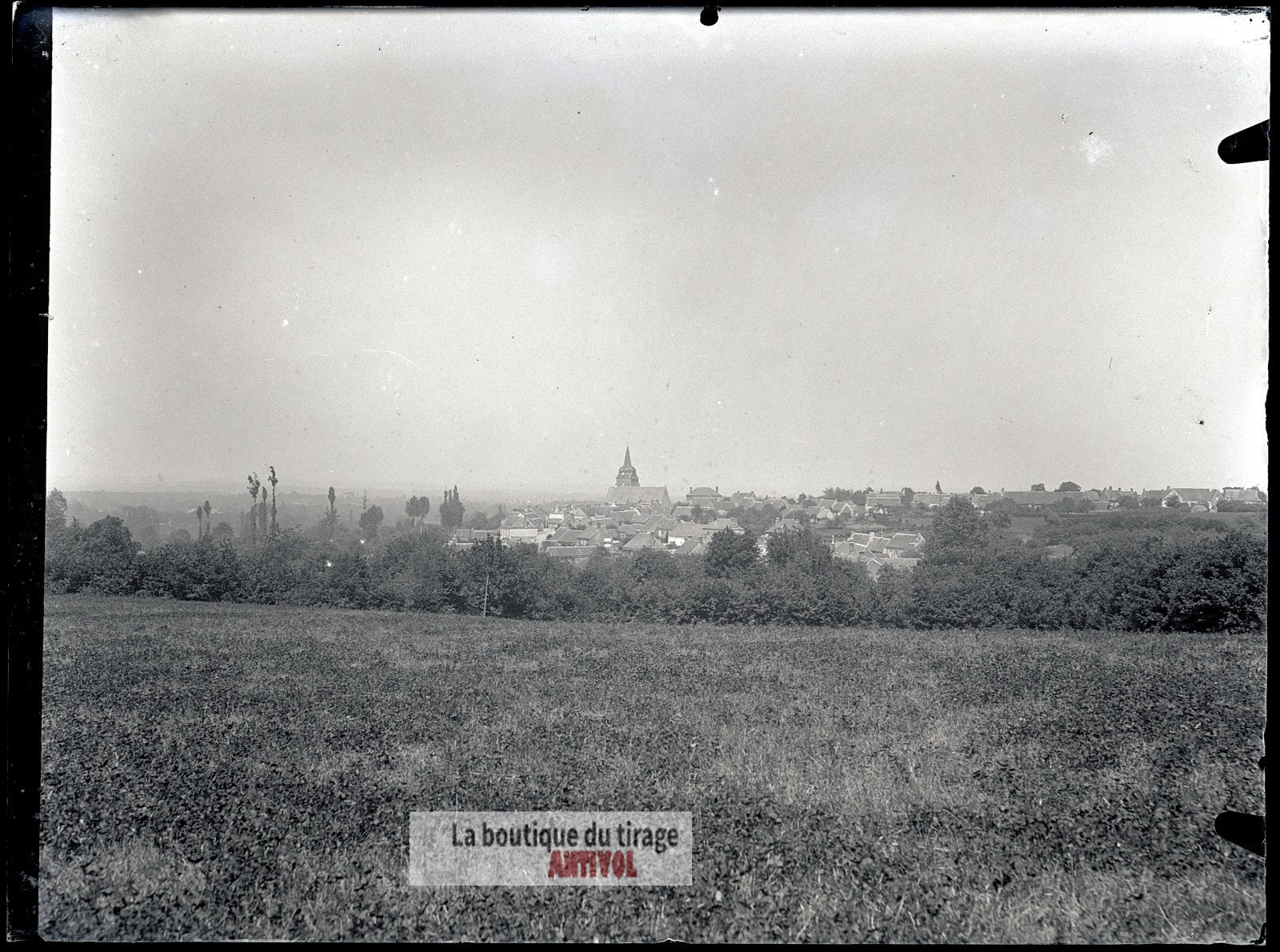 Lamnay, Sarthe, village France, plaque verre, photo ancienne, négatif 9x12 cm