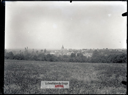 Lamnay, Sarthe, village France, plaque verre, photo ancienne, négatif 9x12 cm