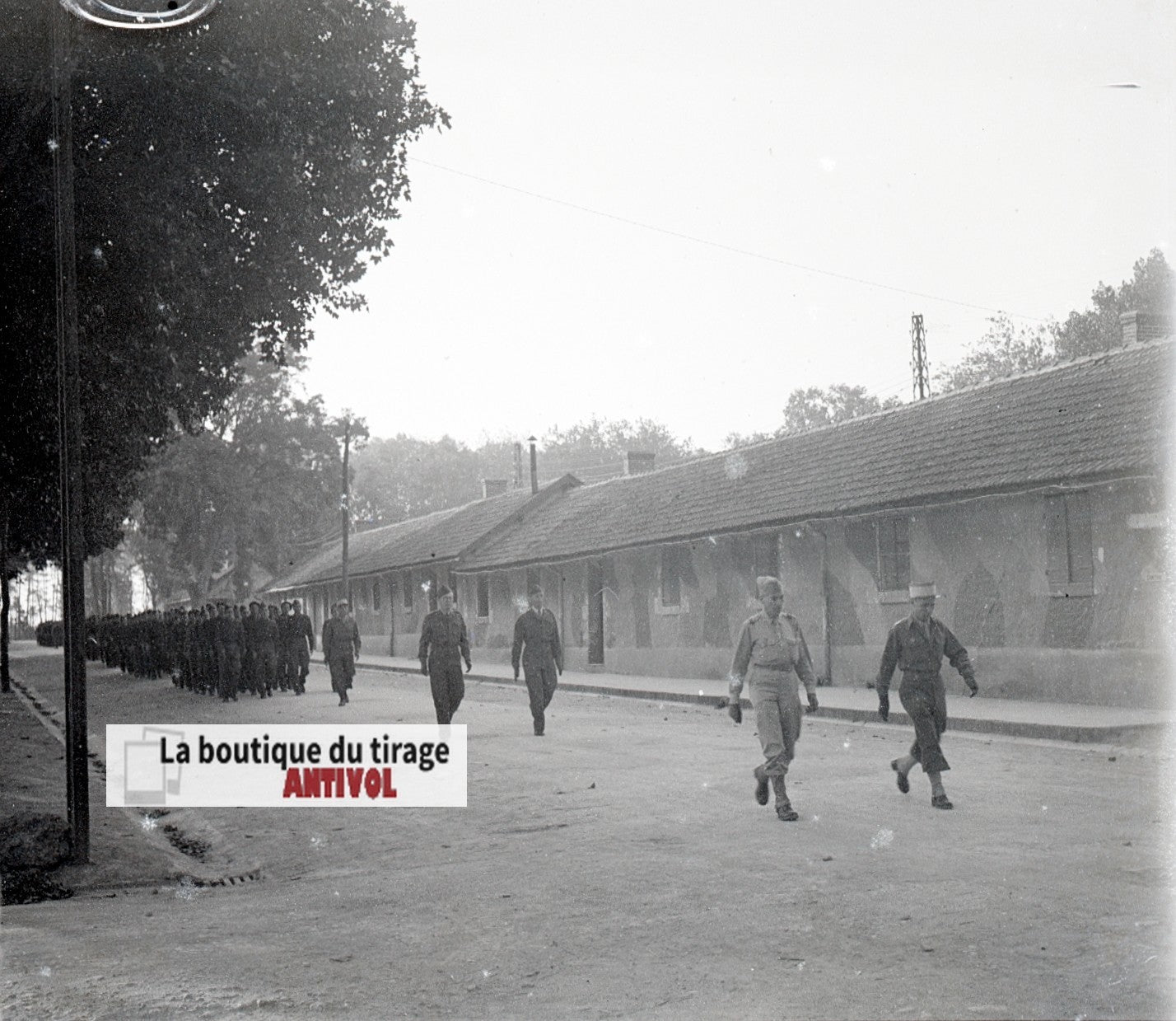 Camp du Ruchard, soldats, plaque verre, photo ancienne, négatif N&B 6x13 cm