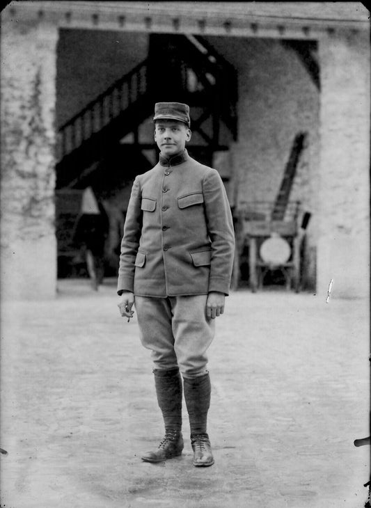 Plaque verre photo ancienne négatif 13x18 cm soldat militaire armée