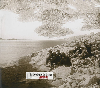 Lac de Gourgs-Blancs, Pyrénées, plaque verre, photo stéréoscopie, N&B 6x13 cm
