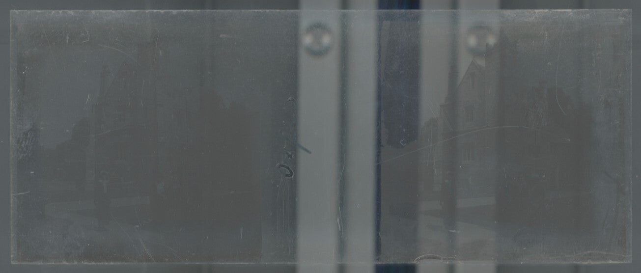 Magdalen College, Oxford, Plaque verre stéréo, positif noir & blanc 4,5x10,7 cm
