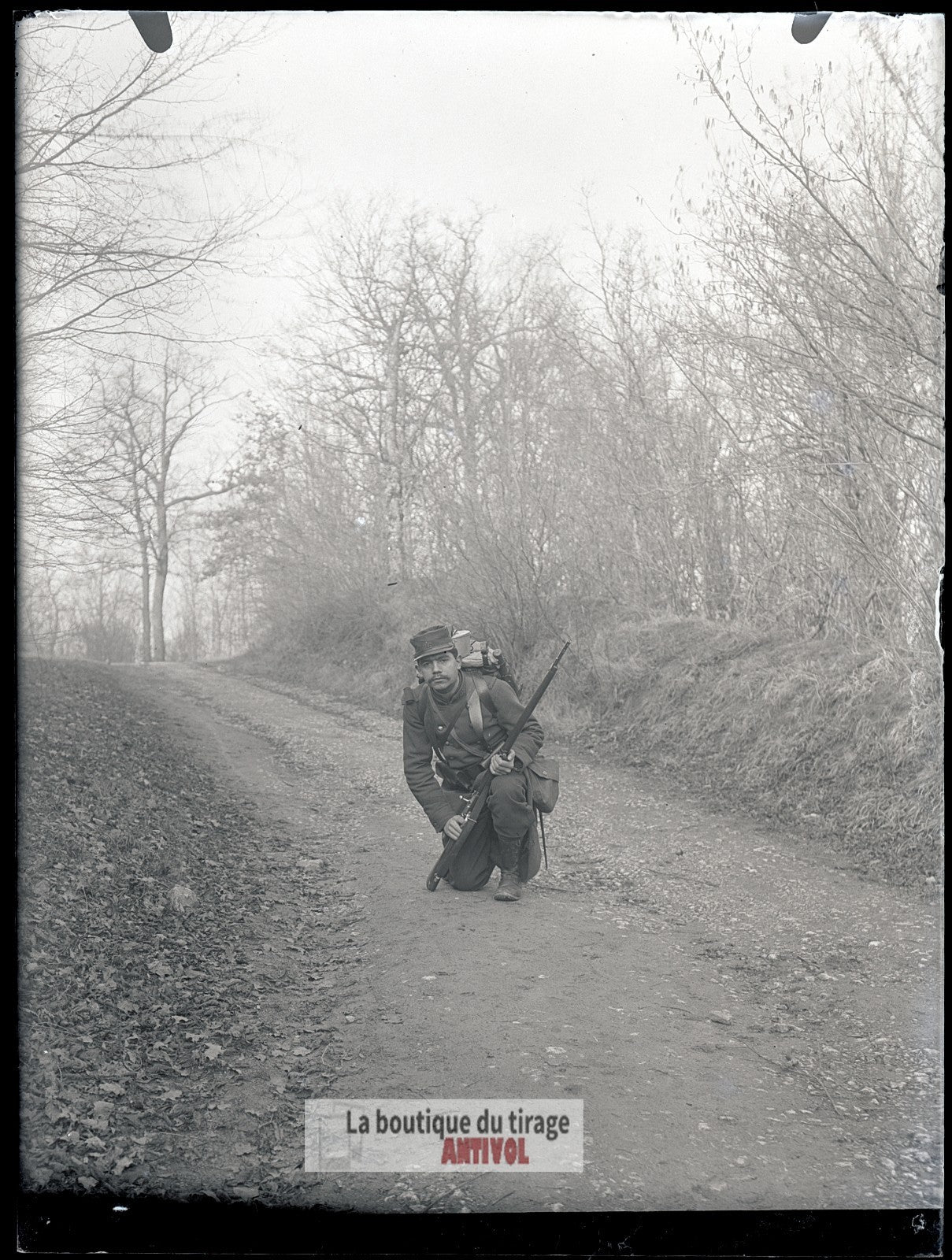 Tirailleur, soldat, guerre 14-18, plaque verre, photo ancienne, négatif 9x12 cm