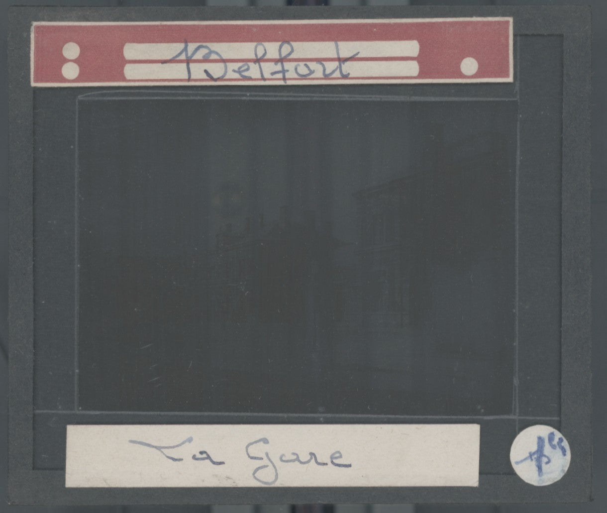 Belfort, gare, France, photo plaque verre, noir & blanc, positif 8,5x10 cm