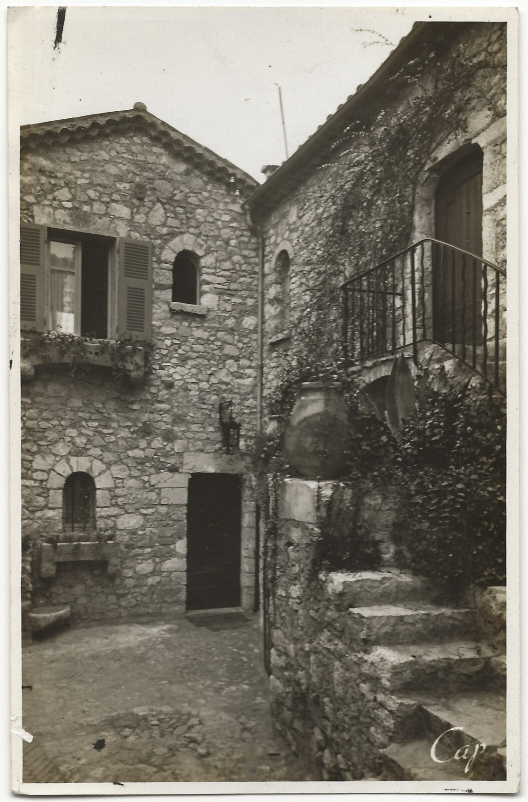 Plaque verre photo négatif noir & blanc 9x14 cm, Èze, château du prince de Suède