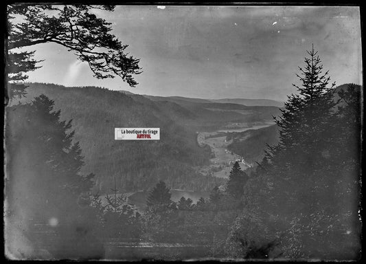 Plaque verre photo ancienne négatif noir et blanc 13x18 cm Gérardmer paysage