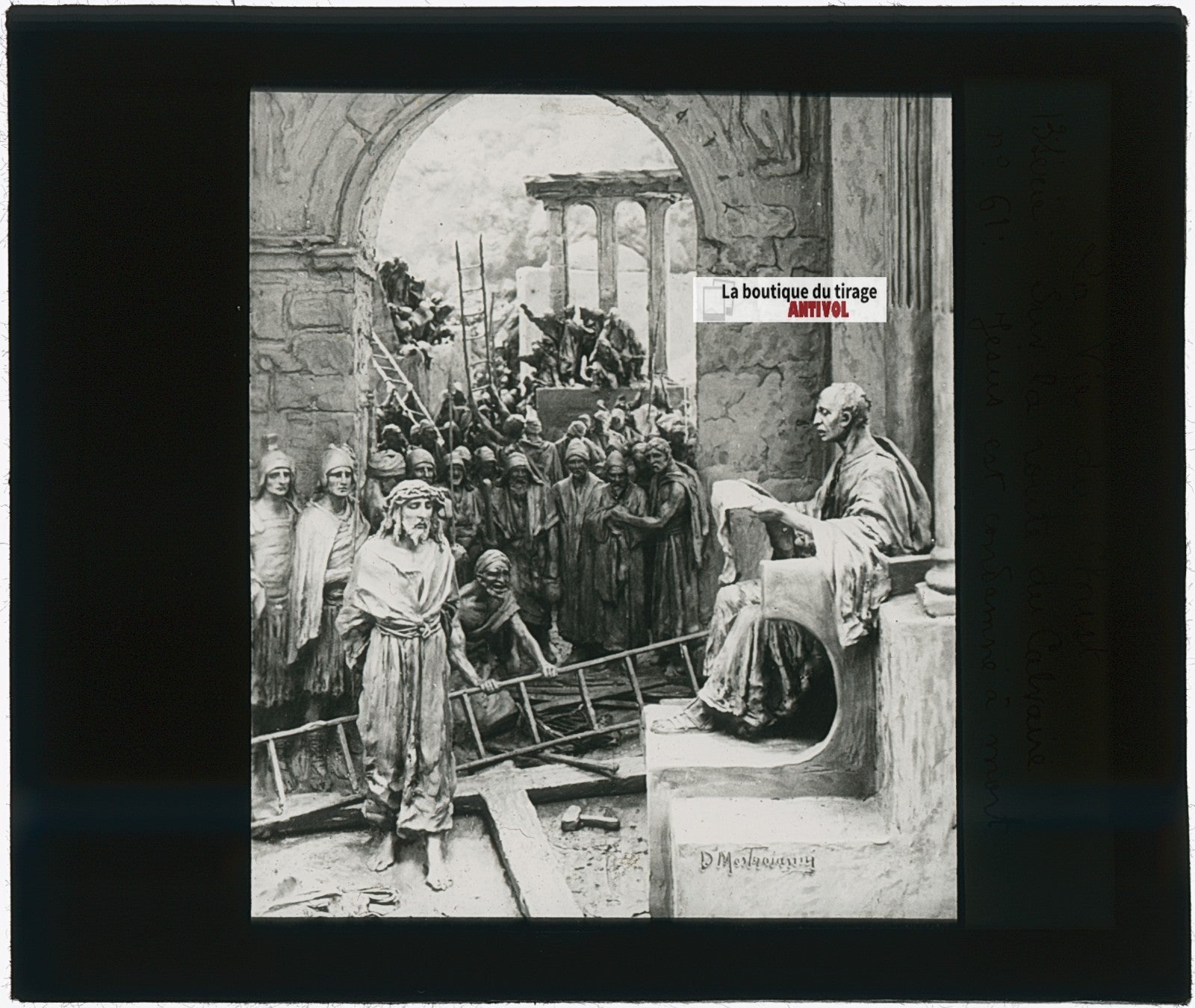 Jésus est condamné à mort, photo plaque verre, noir & blanc, 8,5x10 cm