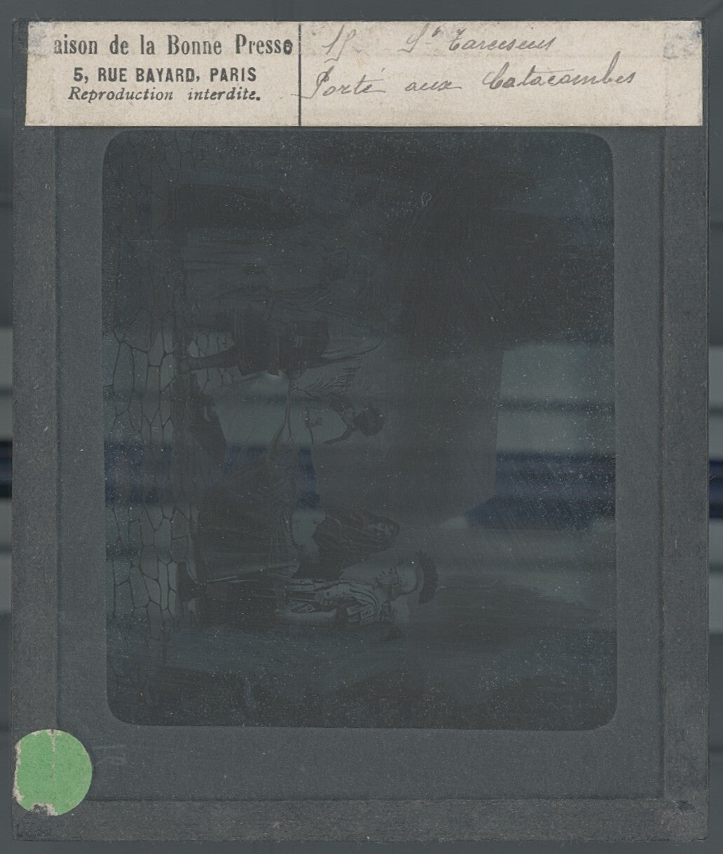 Tarcisius de Rome, Italie, dessin, photo plaque de verre, positif 8,5x10 cm