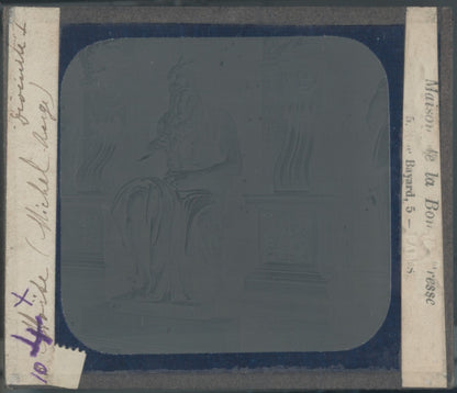 Le Moïse de Michel-Ange, photo plaque verre, noir & blanc, positif 8,5x10 cm