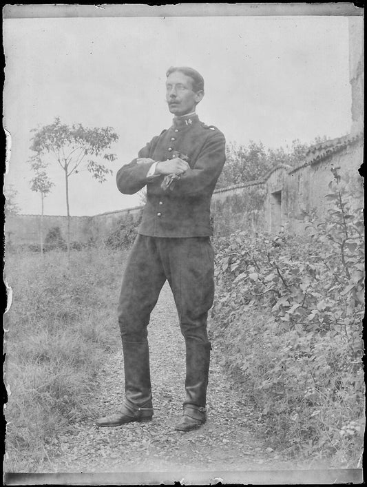 Plaque verre photo ancienne négatif 9x12 cm soldat Paul Thouverez 14e régiment 