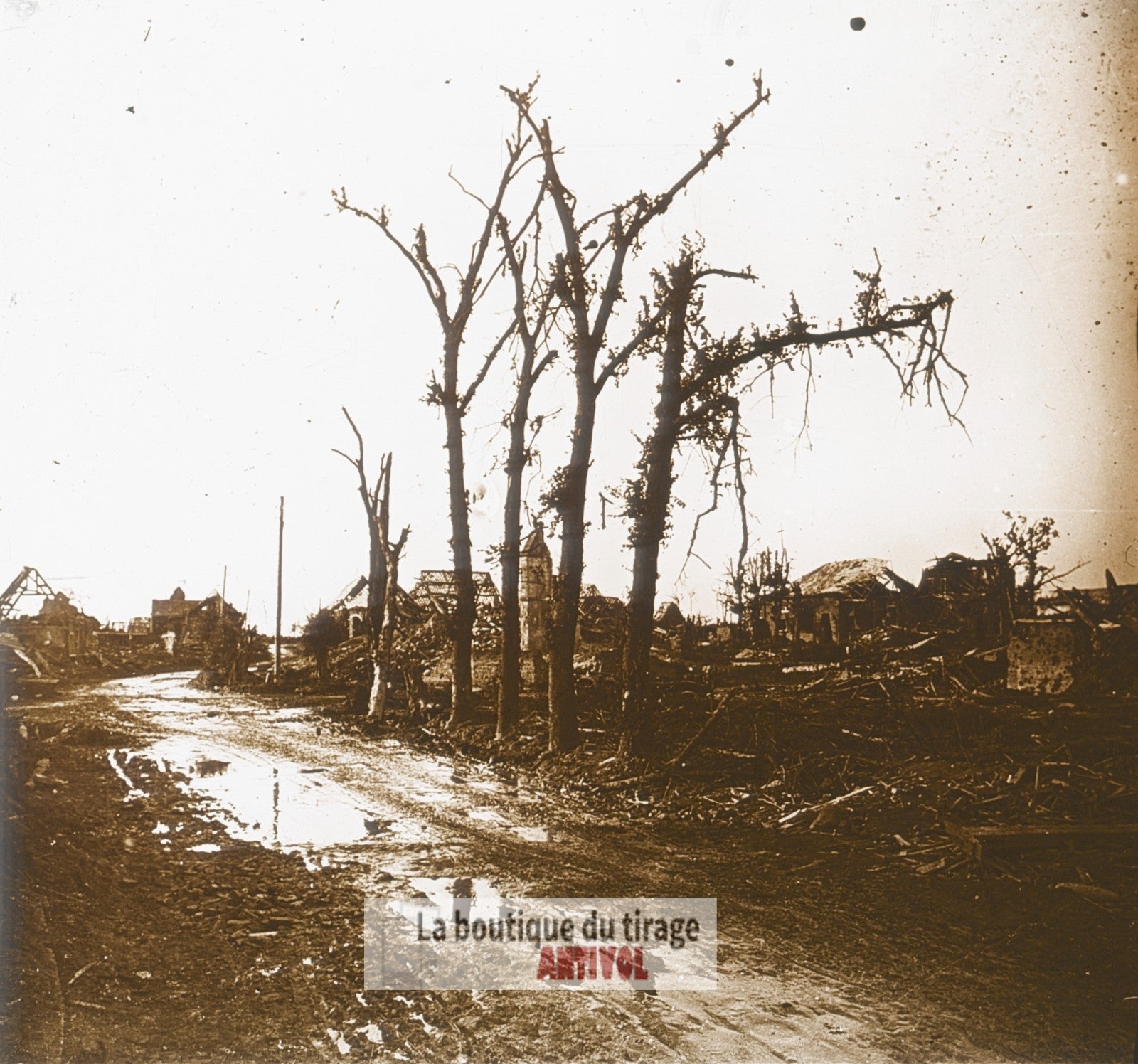 Assevillers, Somme, guerre WW1, plaque verre photo ancienne stéréo 6x13 cm