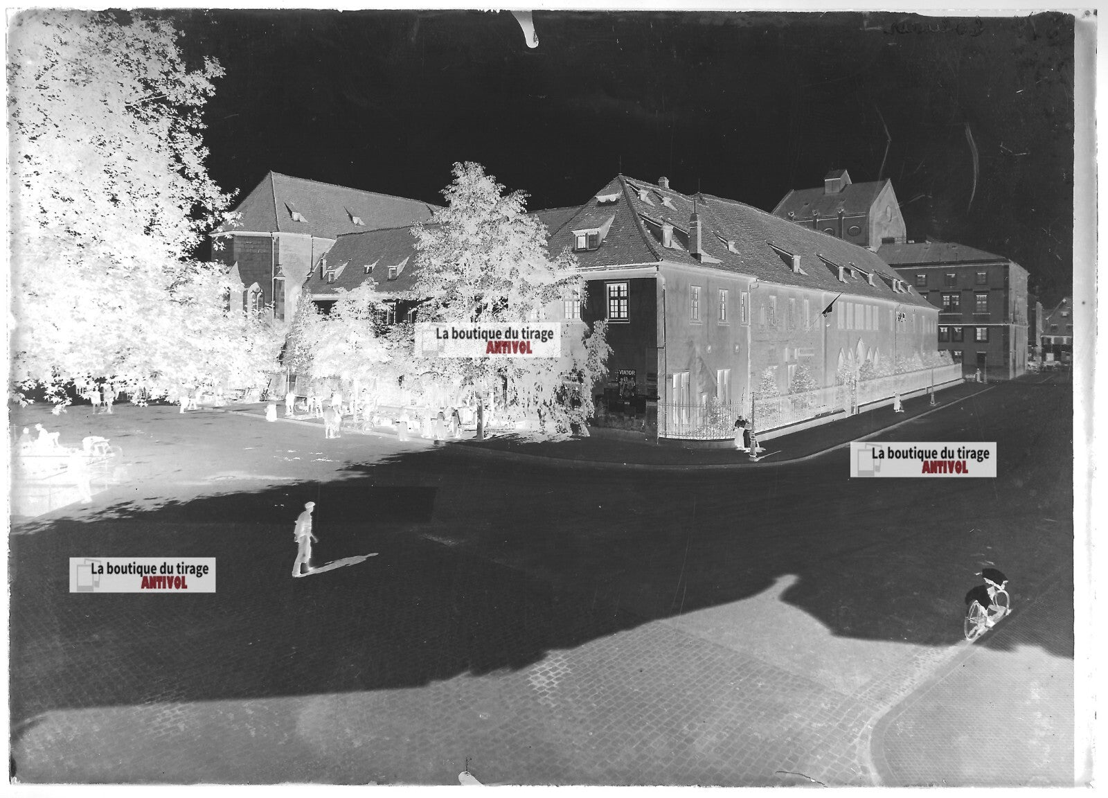 Plaque verre photo ancienne négatif noir et blanc 13x18 cm Colmar France vintage