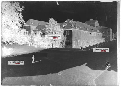 Plaque verre photo ancienne négatif noir et blanc 13x18 cm Colmar France vintage