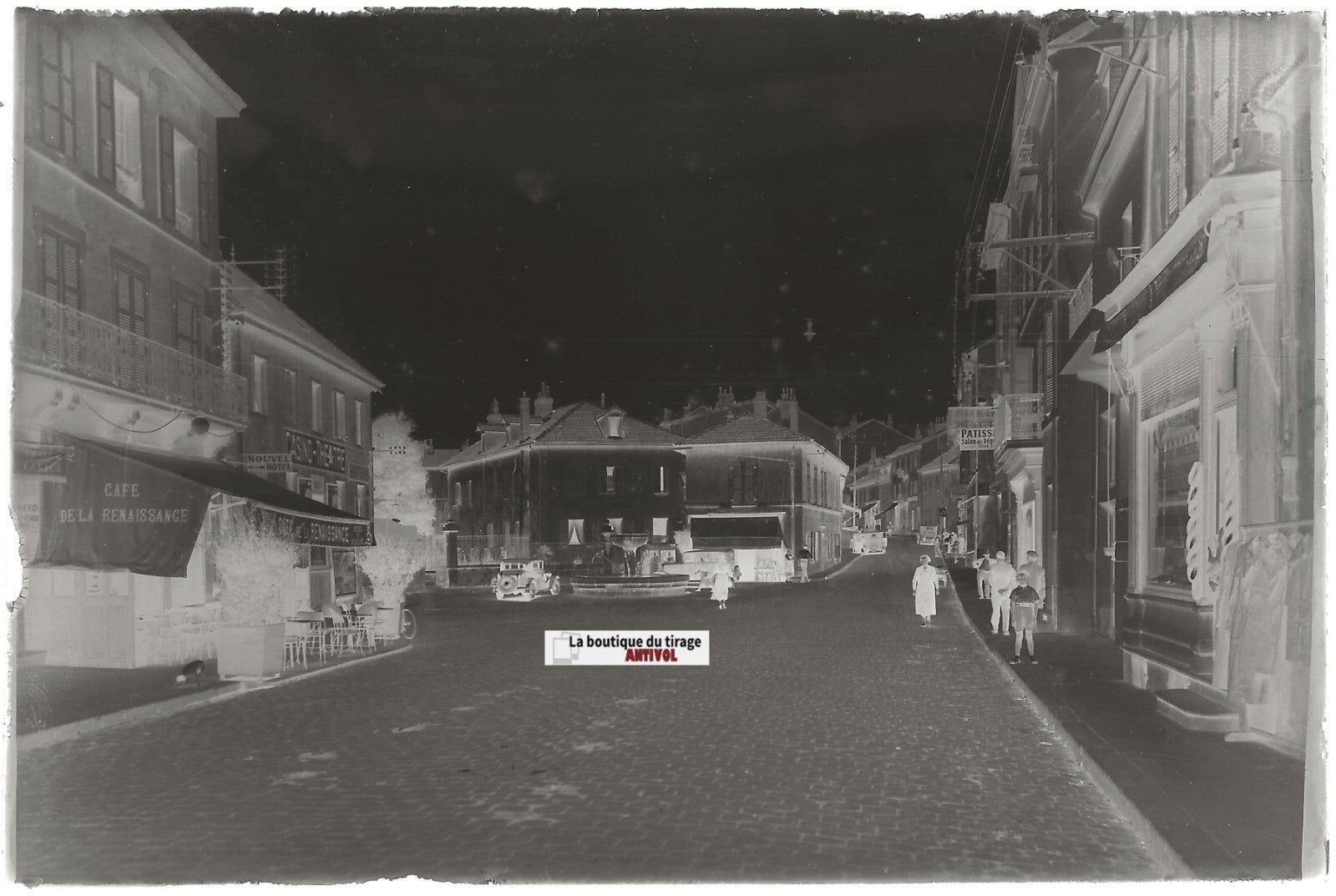 Oyonnax, voiture, Plaque verre photo, négatif noir & blanc 10x15 cm France