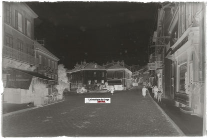 Oyonnax, voiture, Plaque verre photo, négatif noir & blanc 10x15 cm France