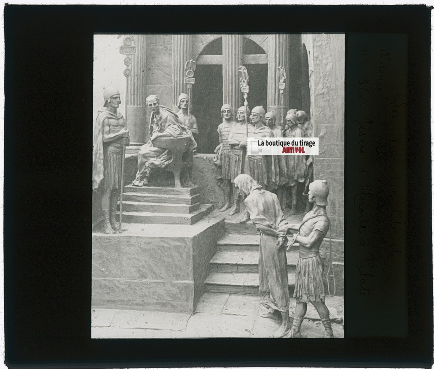 Jésus d’Hérode à Pilate, photo plaque verre, noir & blanc, 8,5x10 cm