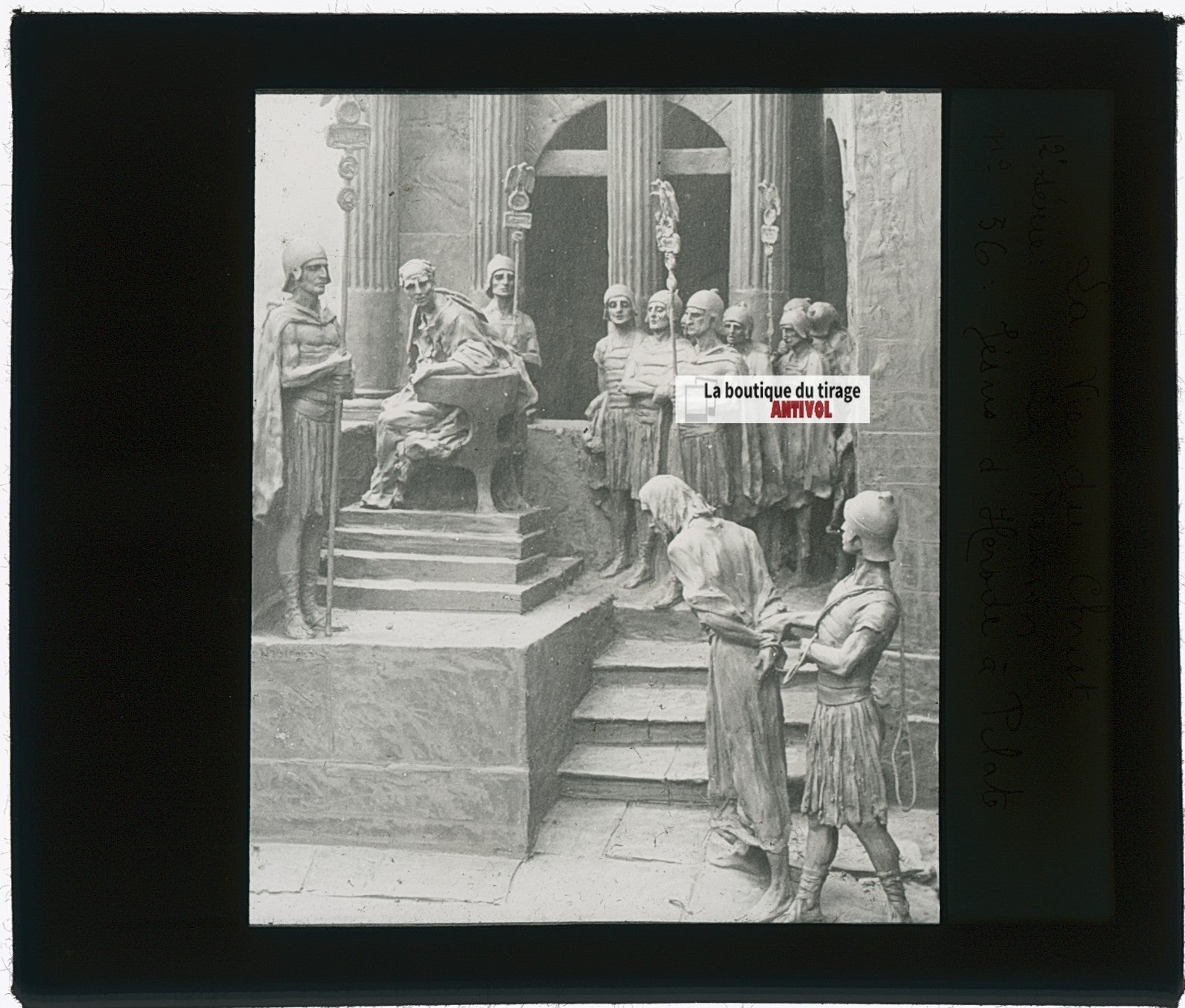 Jésus d’Hérode à Pilate, photo plaque verre, noir & blanc, 8,5x10 cm