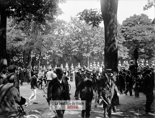Défilé militaire, France Paris, plaque verre, photo ancienne, négatif 9x12 cm