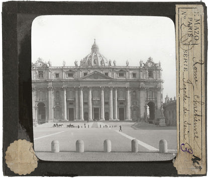 Basilique Saint-Pierre, Rome, photo ancienne plaque verre, positif 8,5x10 cm