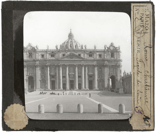 Basilique Saint-Pierre, Rome, photo ancienne plaque verre, positif 8,5x10 cm