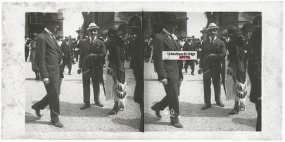 Scène de vie, Longchamp, Paris, plaque verre stéréoscopique, positif 8,5x17 cm